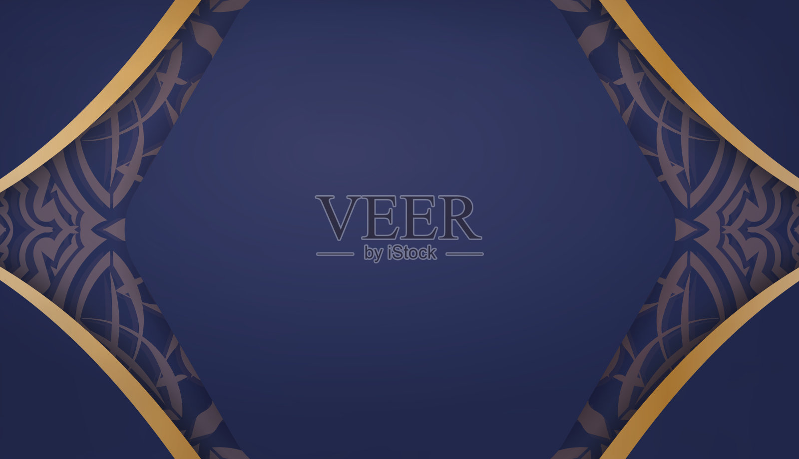 深蓝色背景与复古金色图案，并在您的文本下插画图片素材