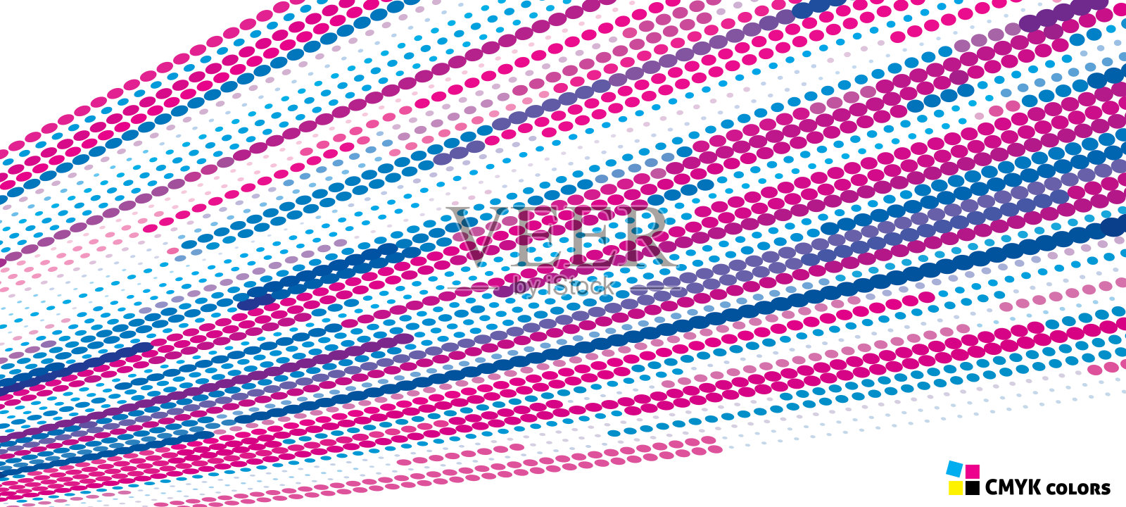 用蓝色和樱桃色的圆点透视的半色调背景插画图片素材