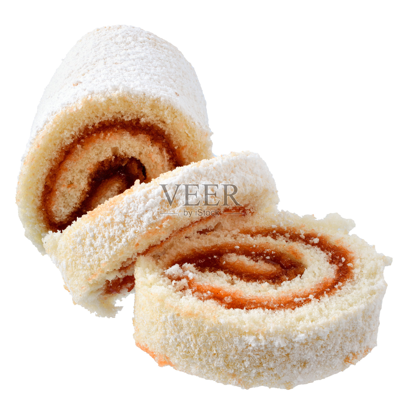 蛋糕卷与奶油馅孤立照片摄影图片