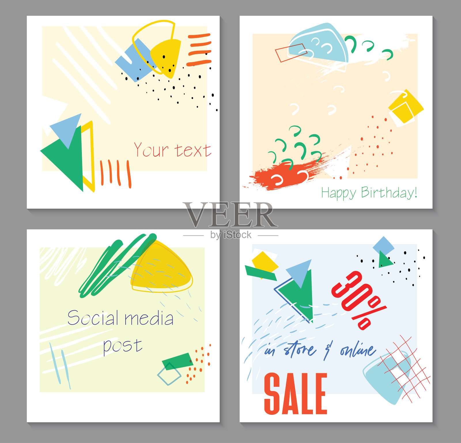 时髦的抽象方形艺术模板。适用于社交媒体帖子、手机应用、横幅设计、互联网广告。插画图片素材