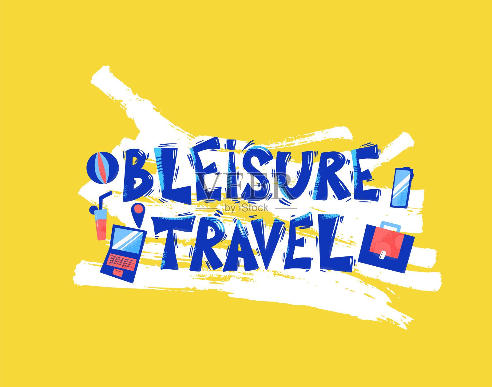 休闲旅游矢量文本。工作生活的平衡。插画图片素材