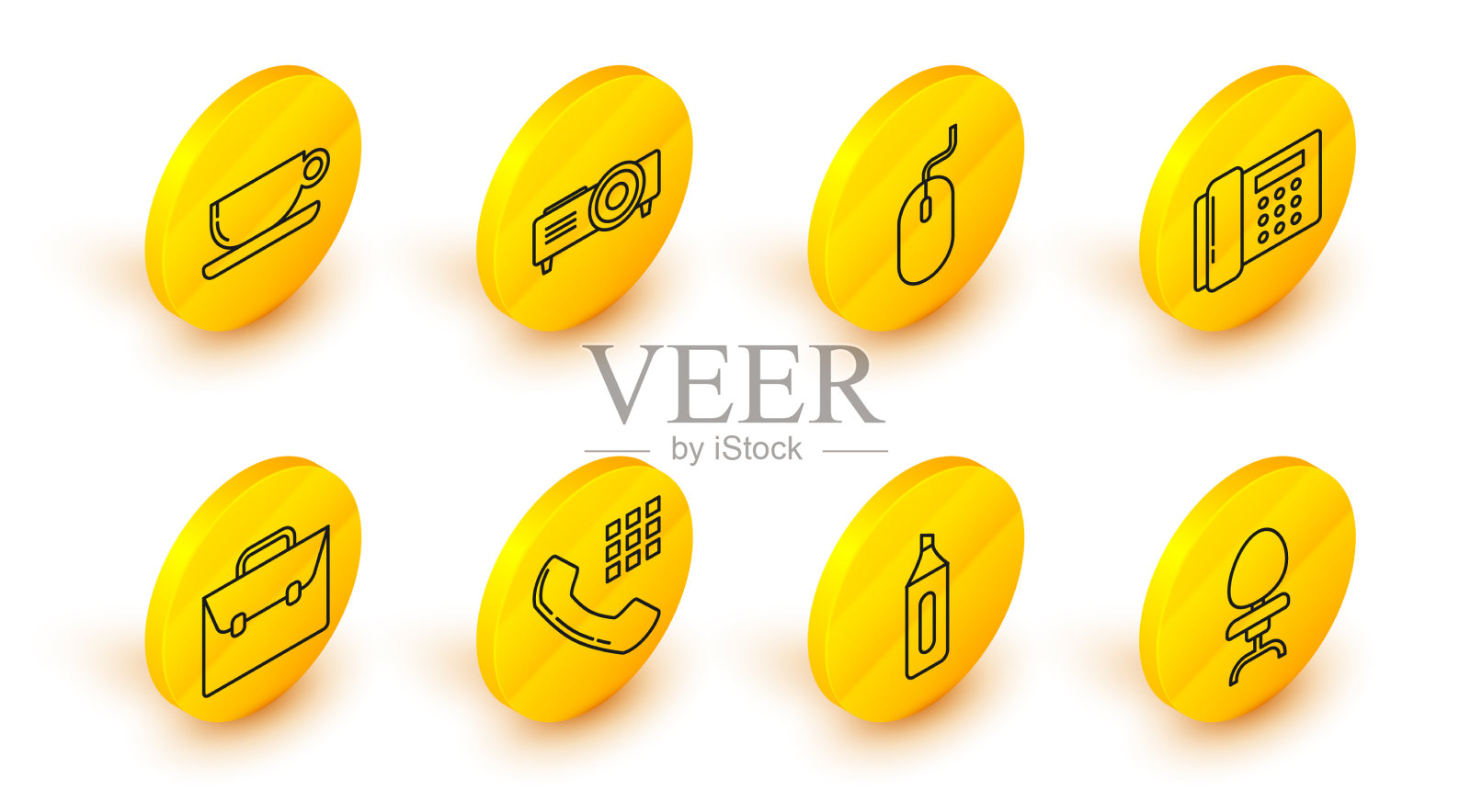 设置线，办公椅，记号笔，电话图标素材