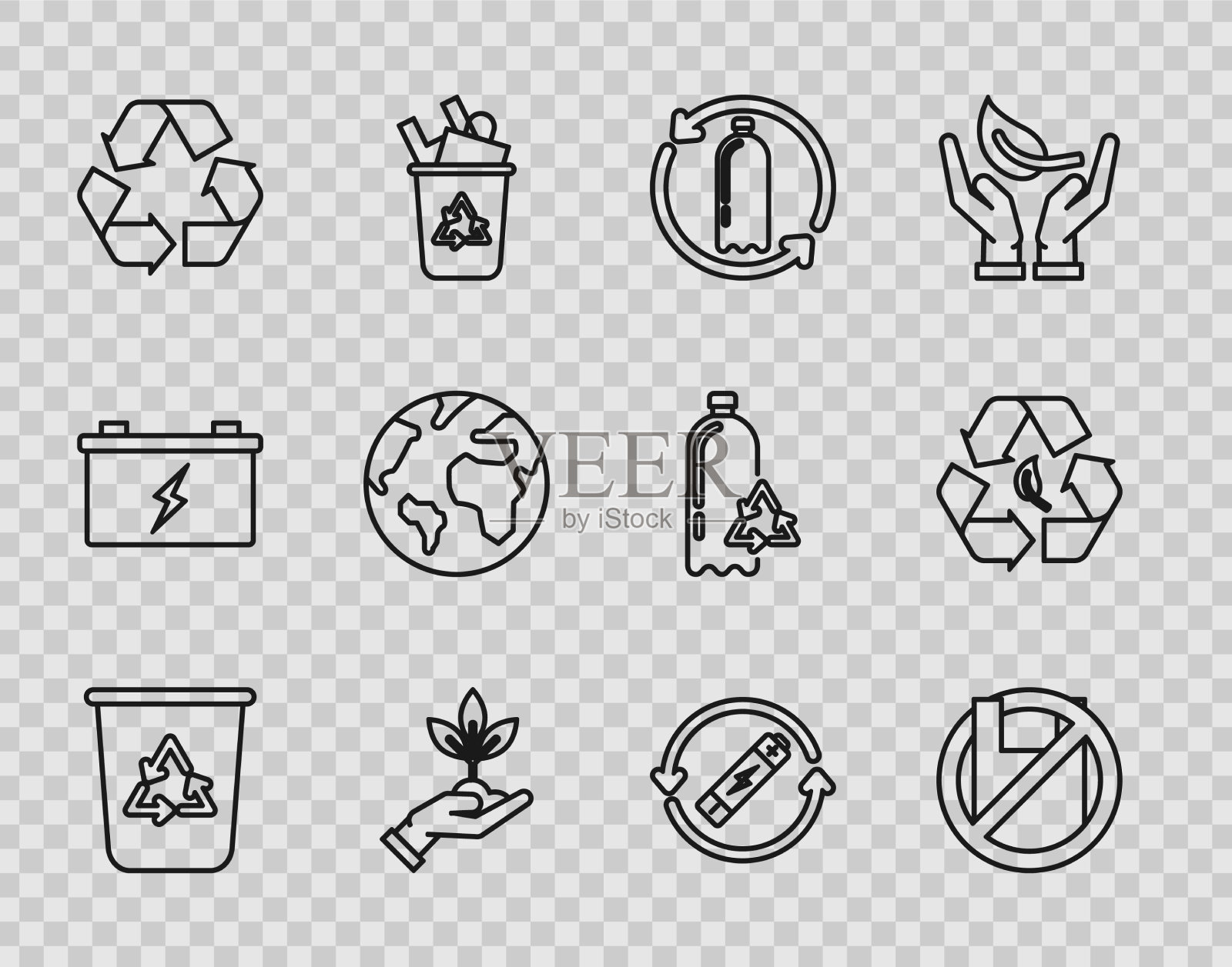 设置线回收站与回收站符号说不图标素材