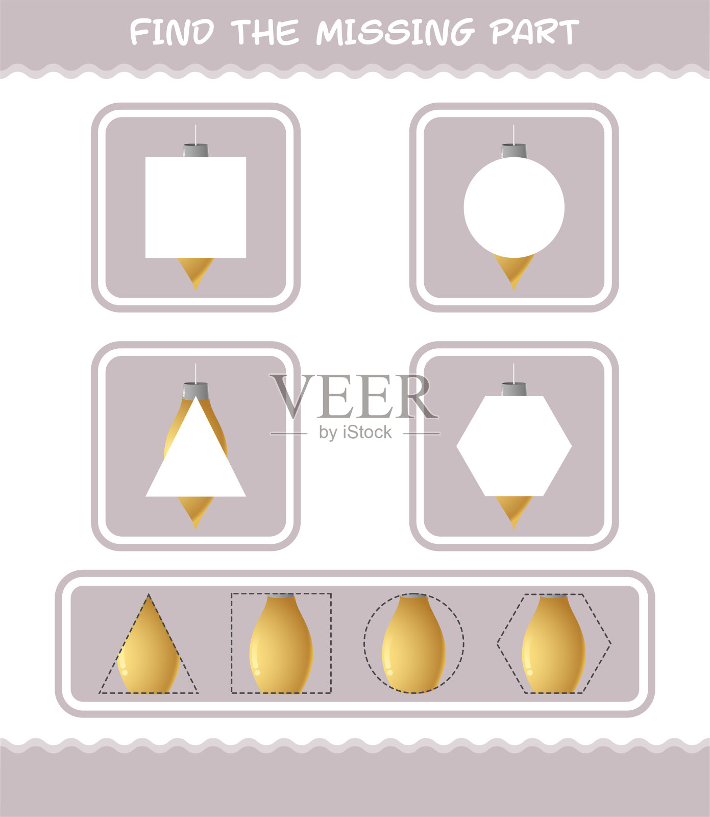 搭配卡通圣诞装饰部件。匹配的游戏。学龄前儿童和幼儿的教育游戏插画图片素材