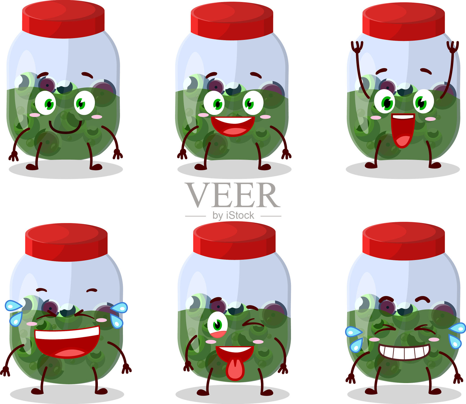 卡通人物的眼睛在坛子里微笑插画图片素材