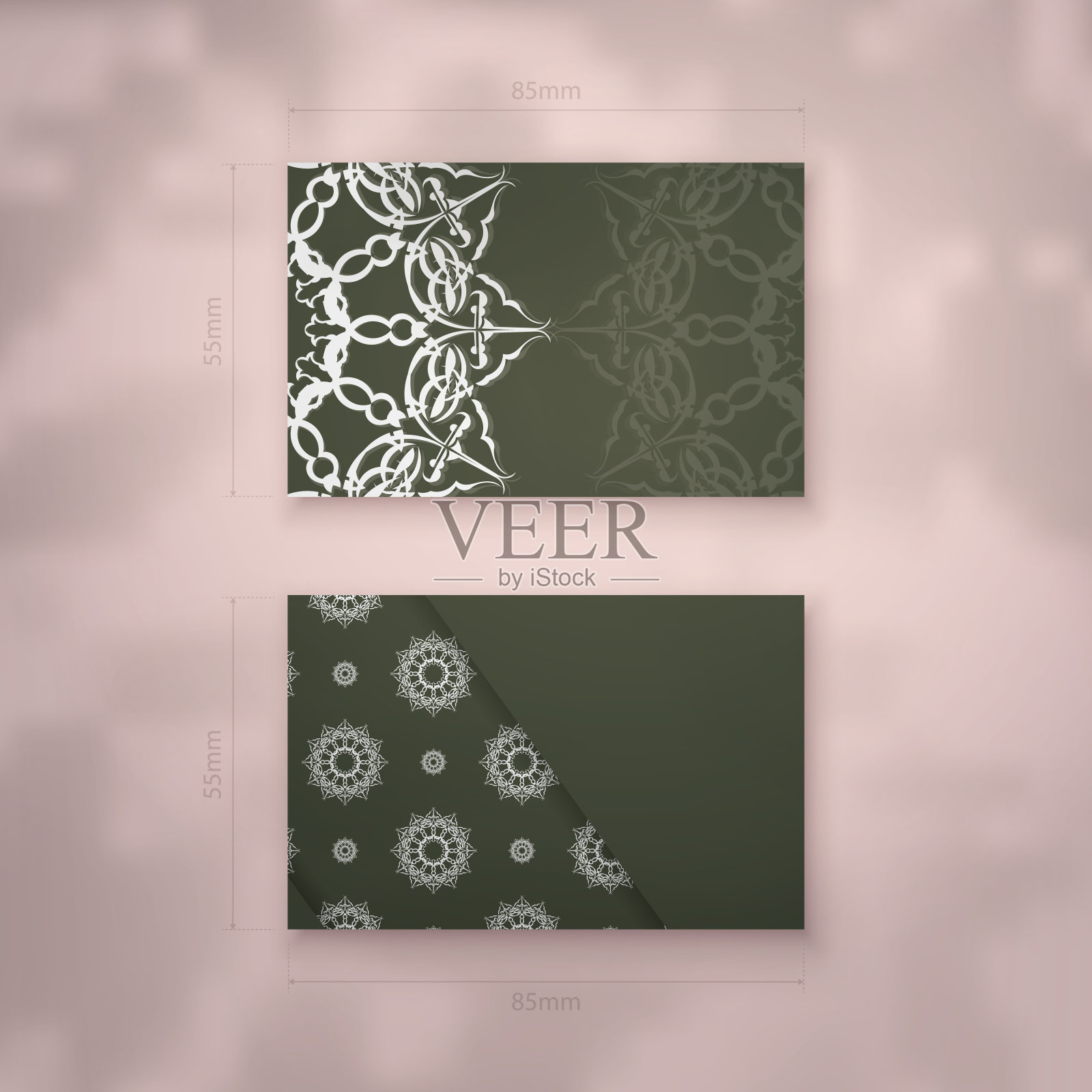 名片模板在深绿色与复古白色装饰您的联系人。插画图片素材