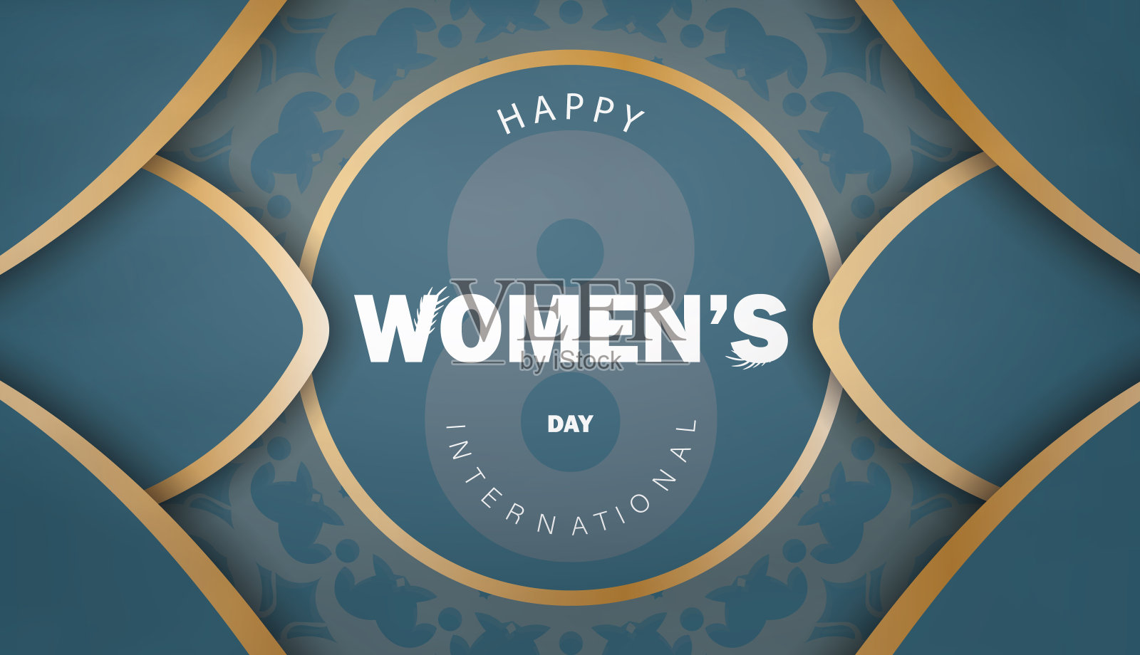 宣传册3月8日蓝色与豪华金色图案插画图片素材