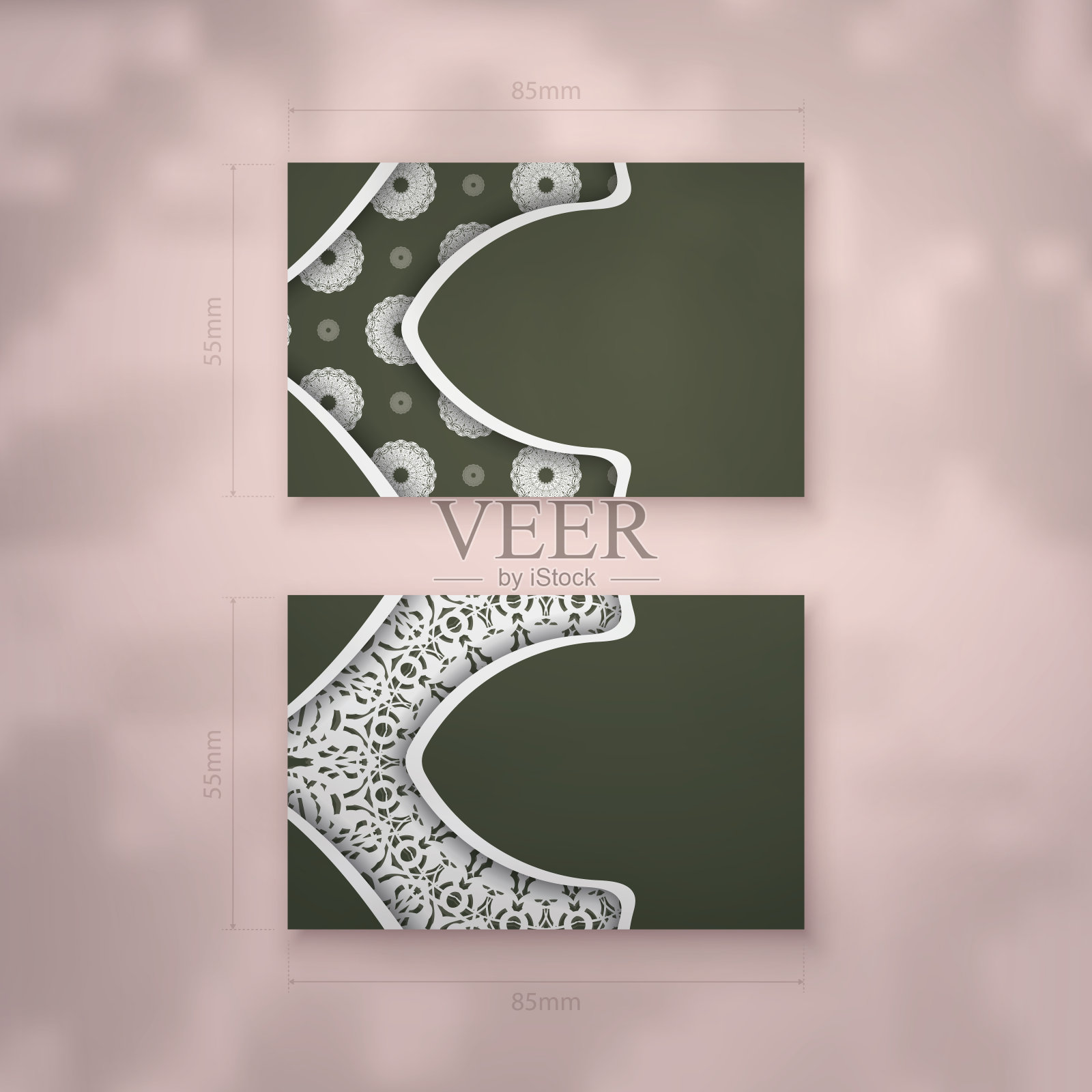 深绿色的名片模板与豪华的白色装饰为您的个性。插画图片素材