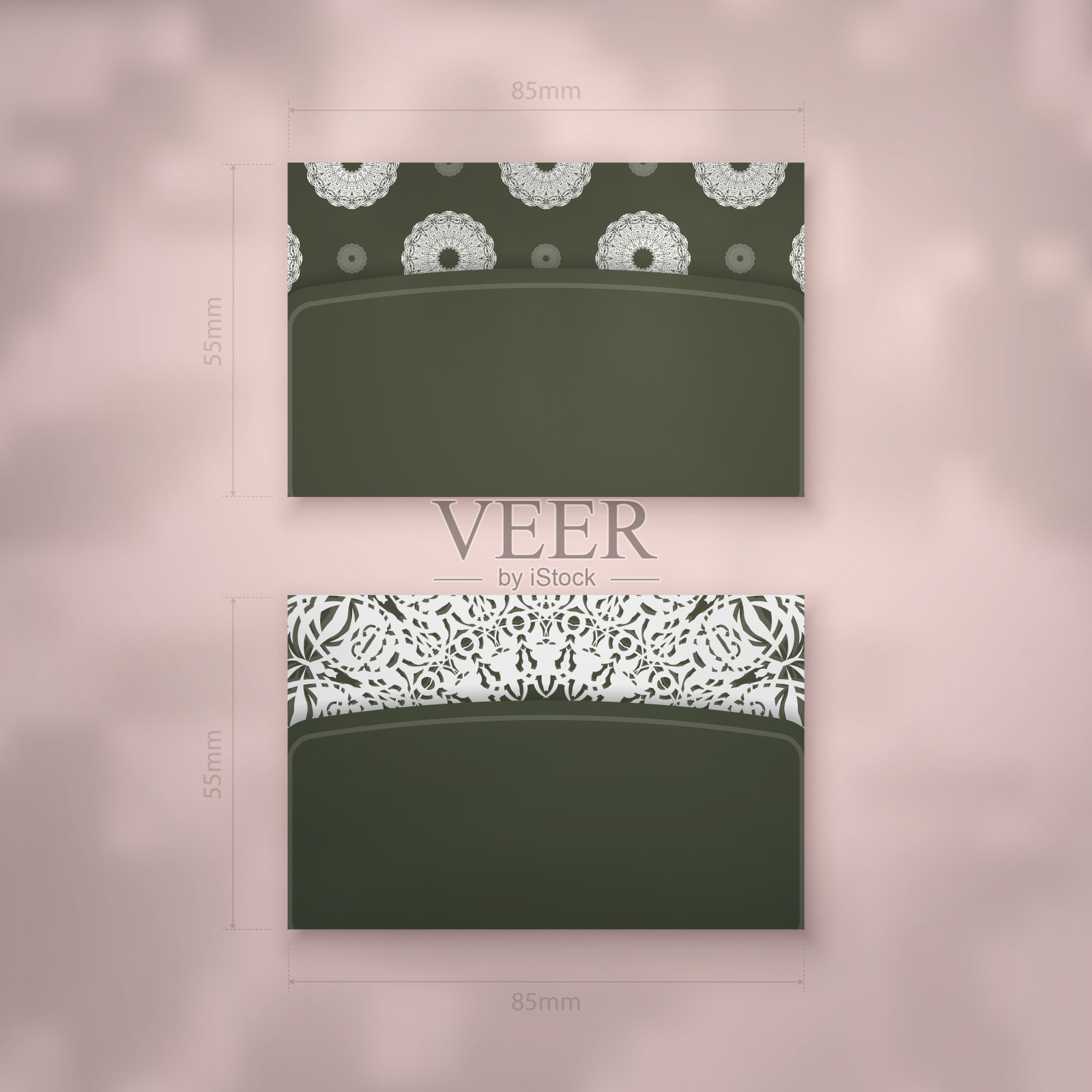 名片模板在深绿色与复古白色装饰您的联系人。插画图片素材