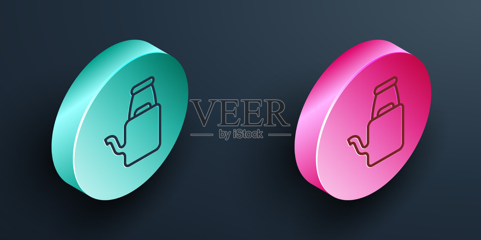 等距线洒水罐图标孤立在黑色图标素材