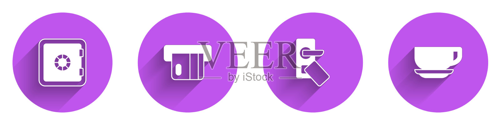 设置安全的信用卡数字门锁和图标素材