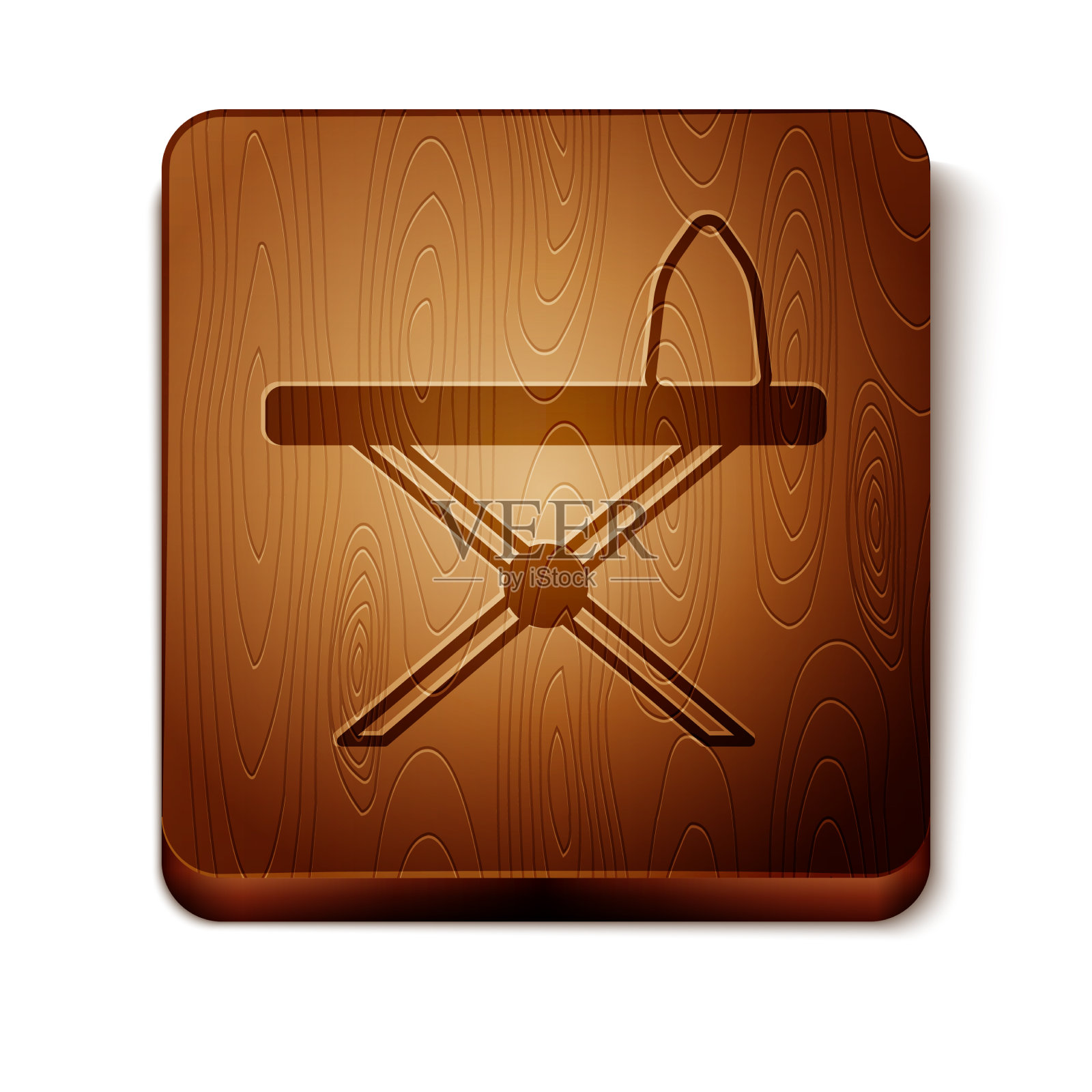 棕色电熨斗和烫衣板图标图标素材