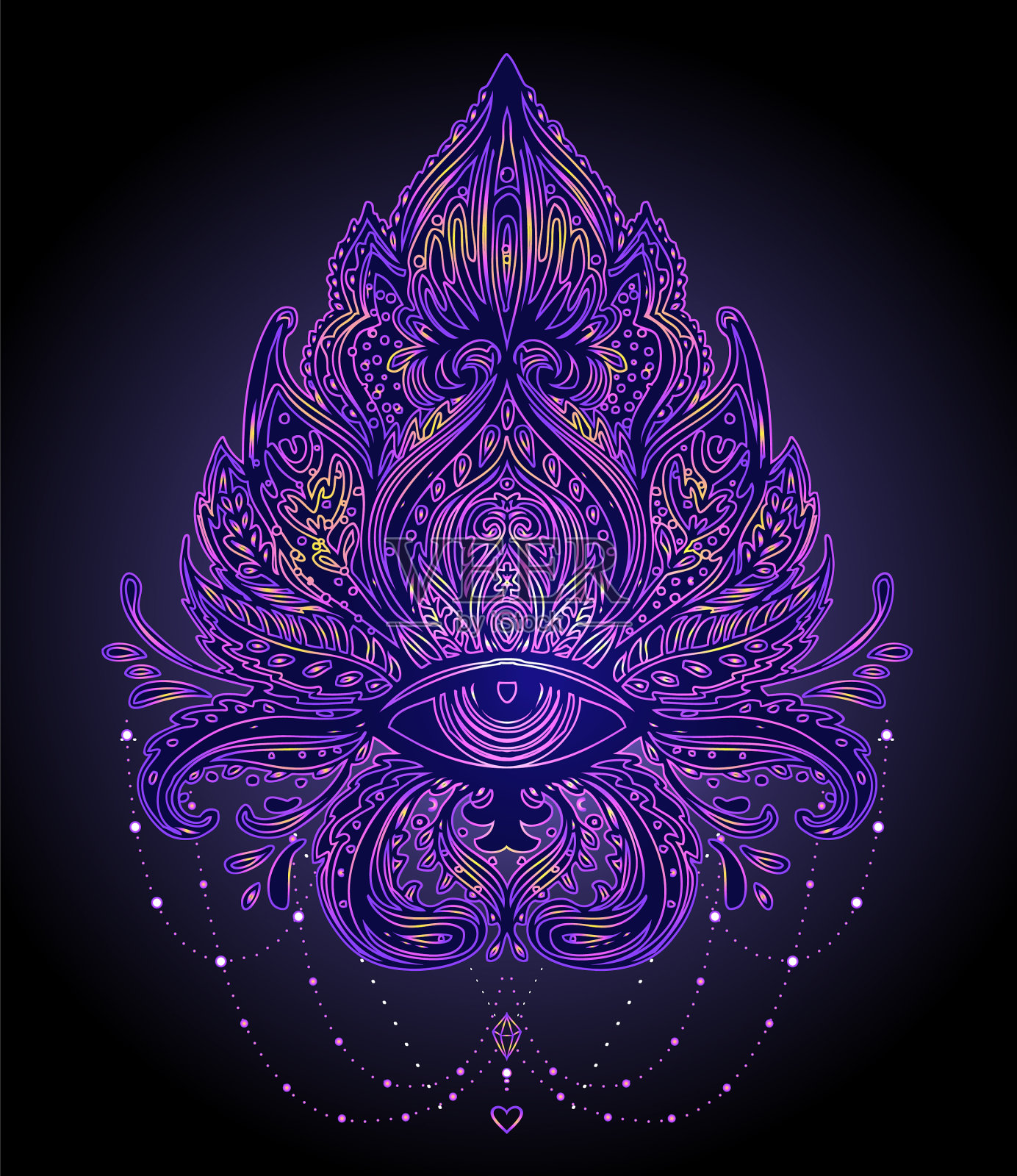 观赏荷花民族艺术插画图片素材