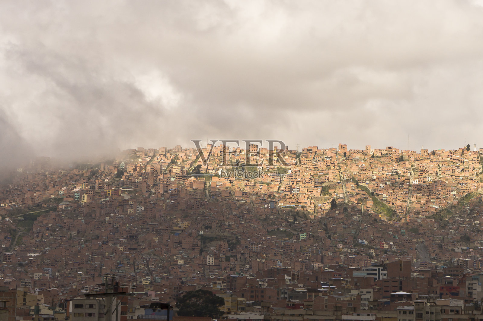 拉巴斯，砖房的观点，山，玻利维亚，南美洲照片摄影图片