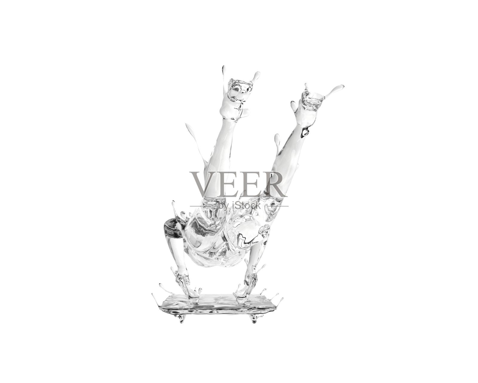 水质感平底雪橇设计元素图片