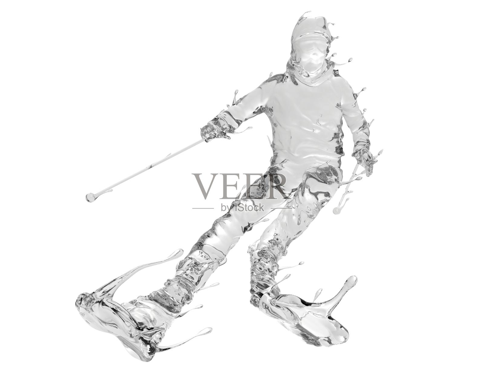 水质感速降滑雪设计元素图片