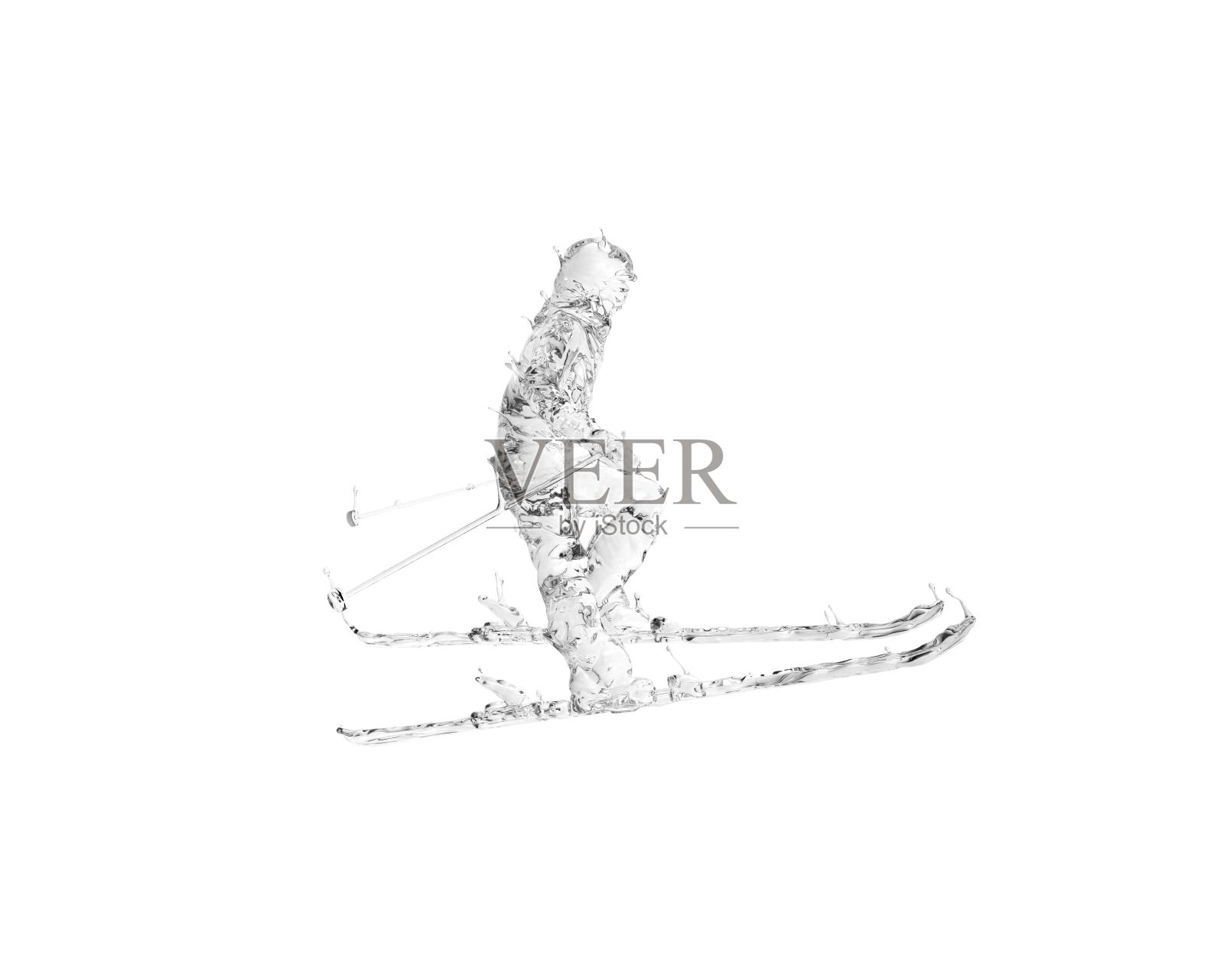 水质感速降滑雪设计元素图片