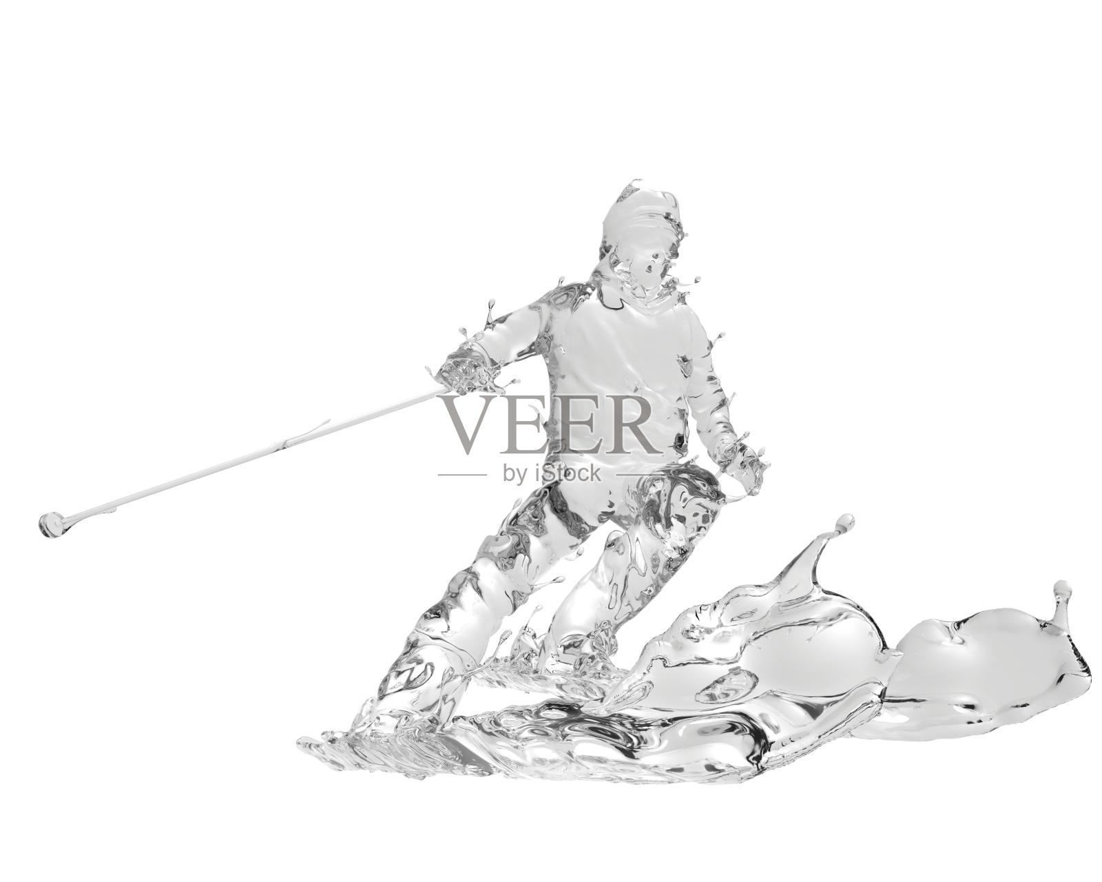 水质感速降滑雪设计元素图片