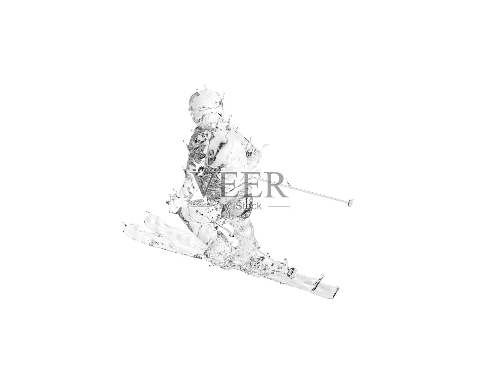 水质感速降滑雪设计元素图片