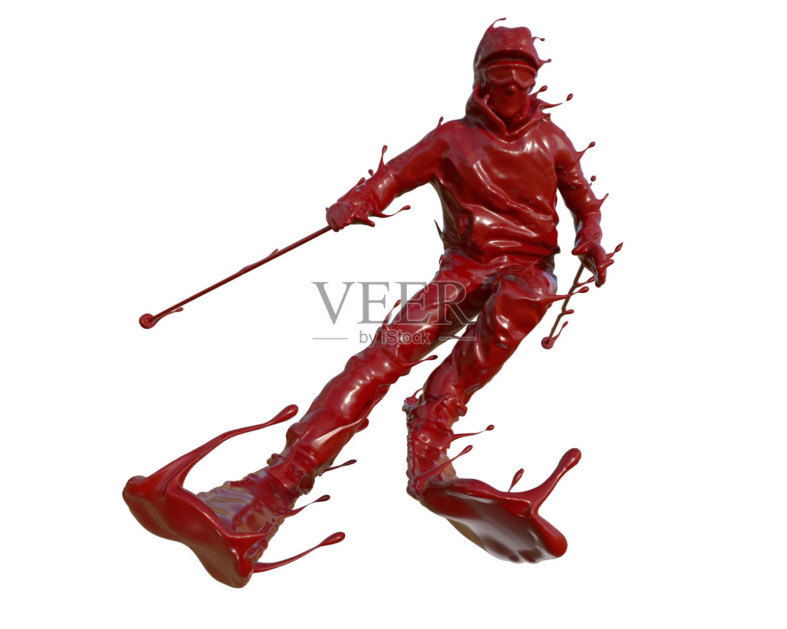 油漆质感速降滑雪设计元素图片