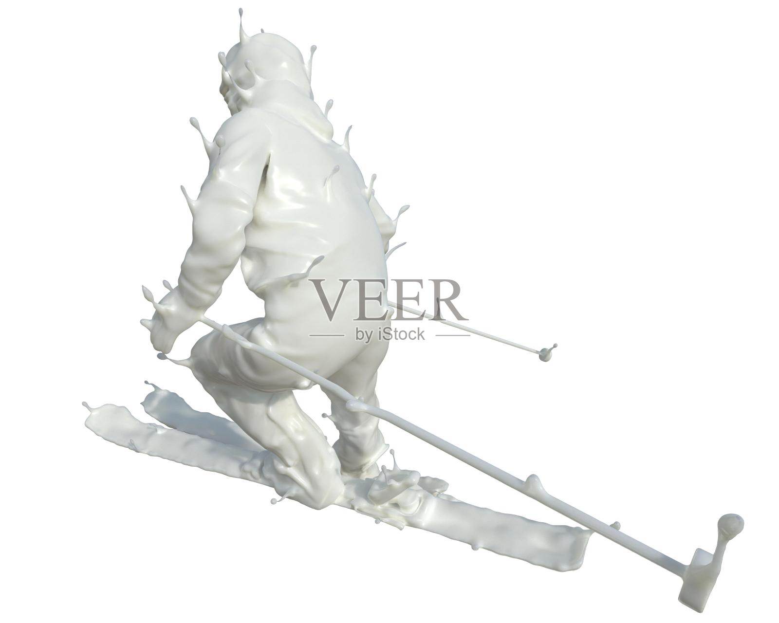 牛奶质感越野滑雪设计元素图片