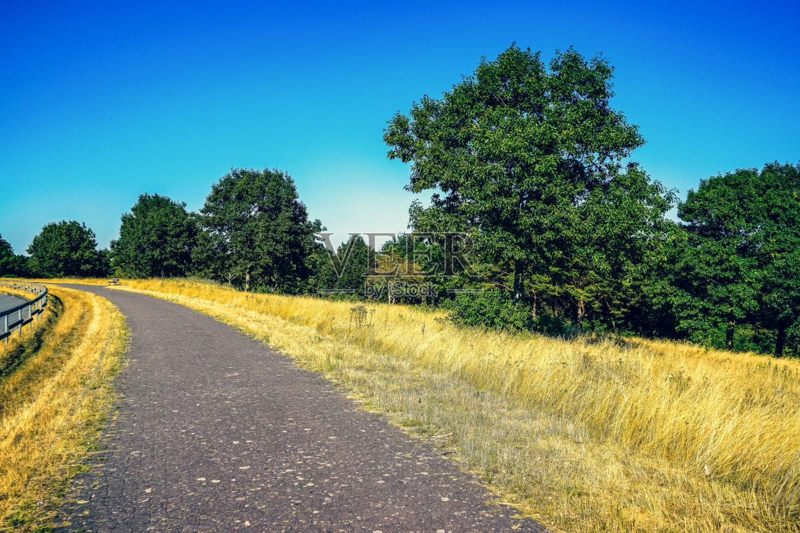 旱地旁的小路。照片摄影图片
