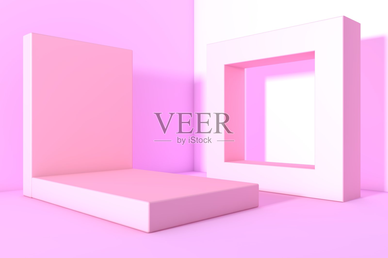 3D粉红色和紫色的立场，产品立场，空白的场景照片摄影图片