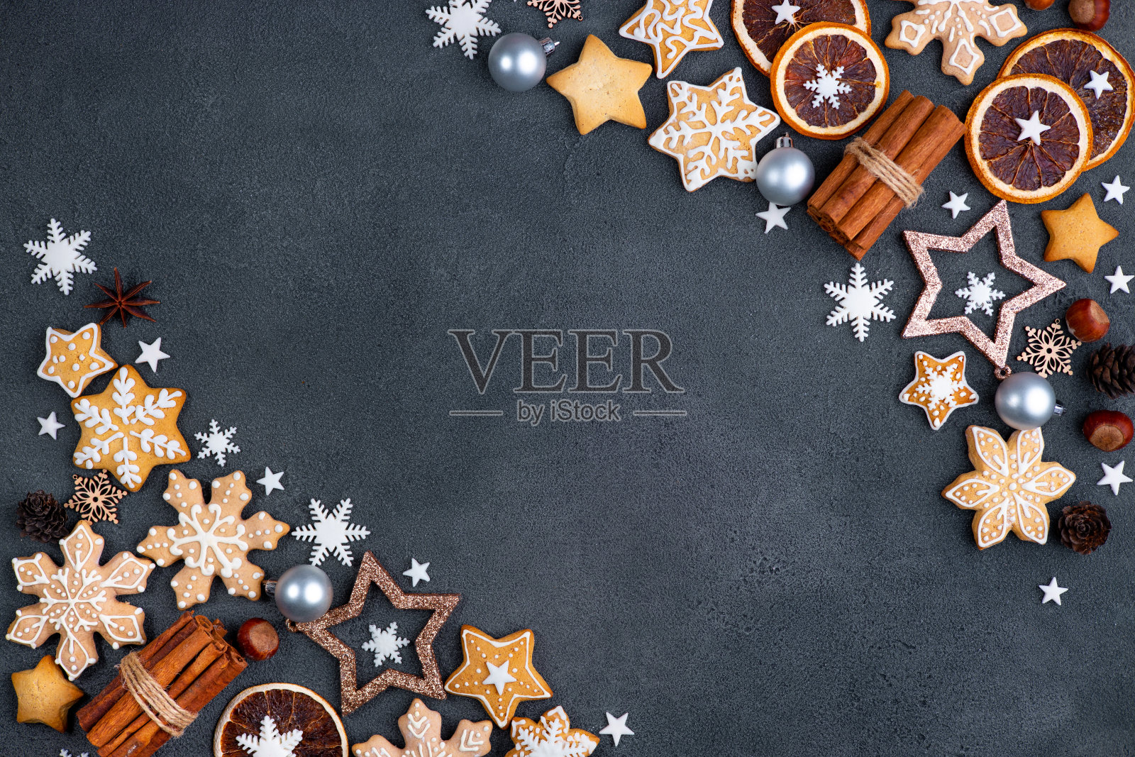 圣诞背景姜饼饼干照片摄影图片