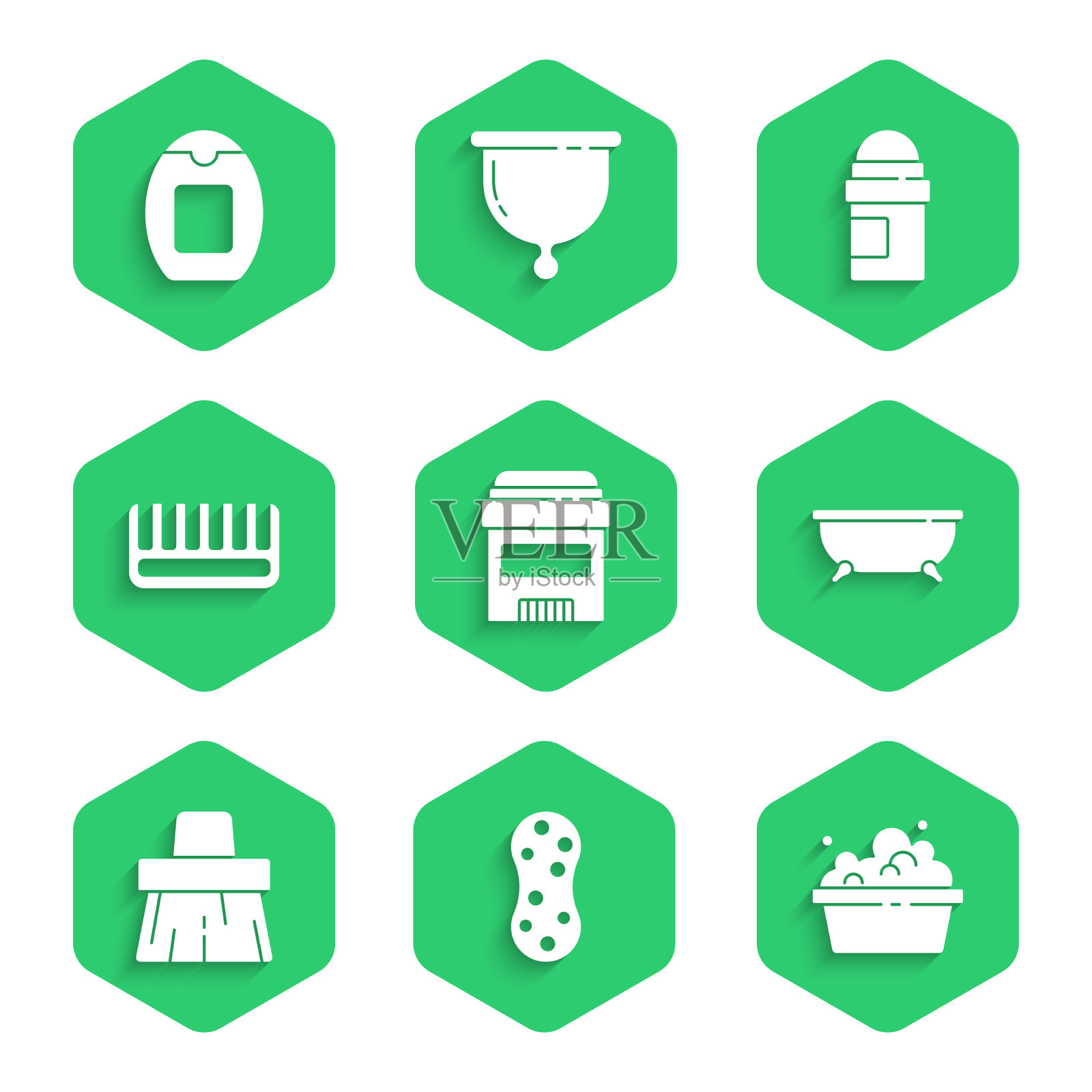 设置止汗除臭剂卷海绵盆图标素材