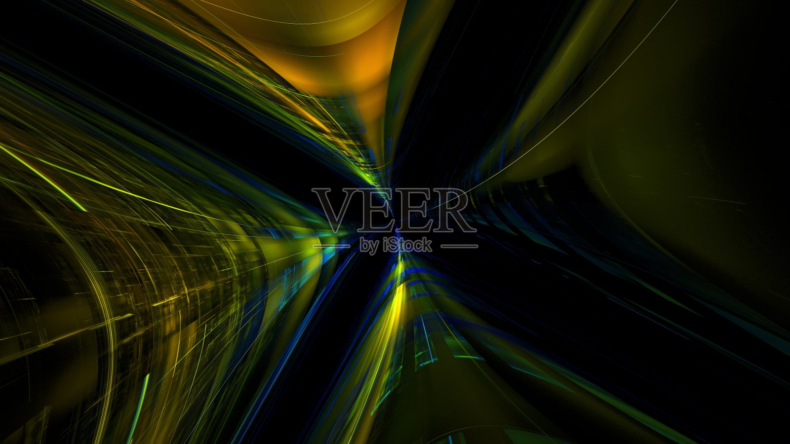 未来城市的现代数字3d建筑，明亮的发光窗户，墙上的倒影。三维渲染照片摄影图片