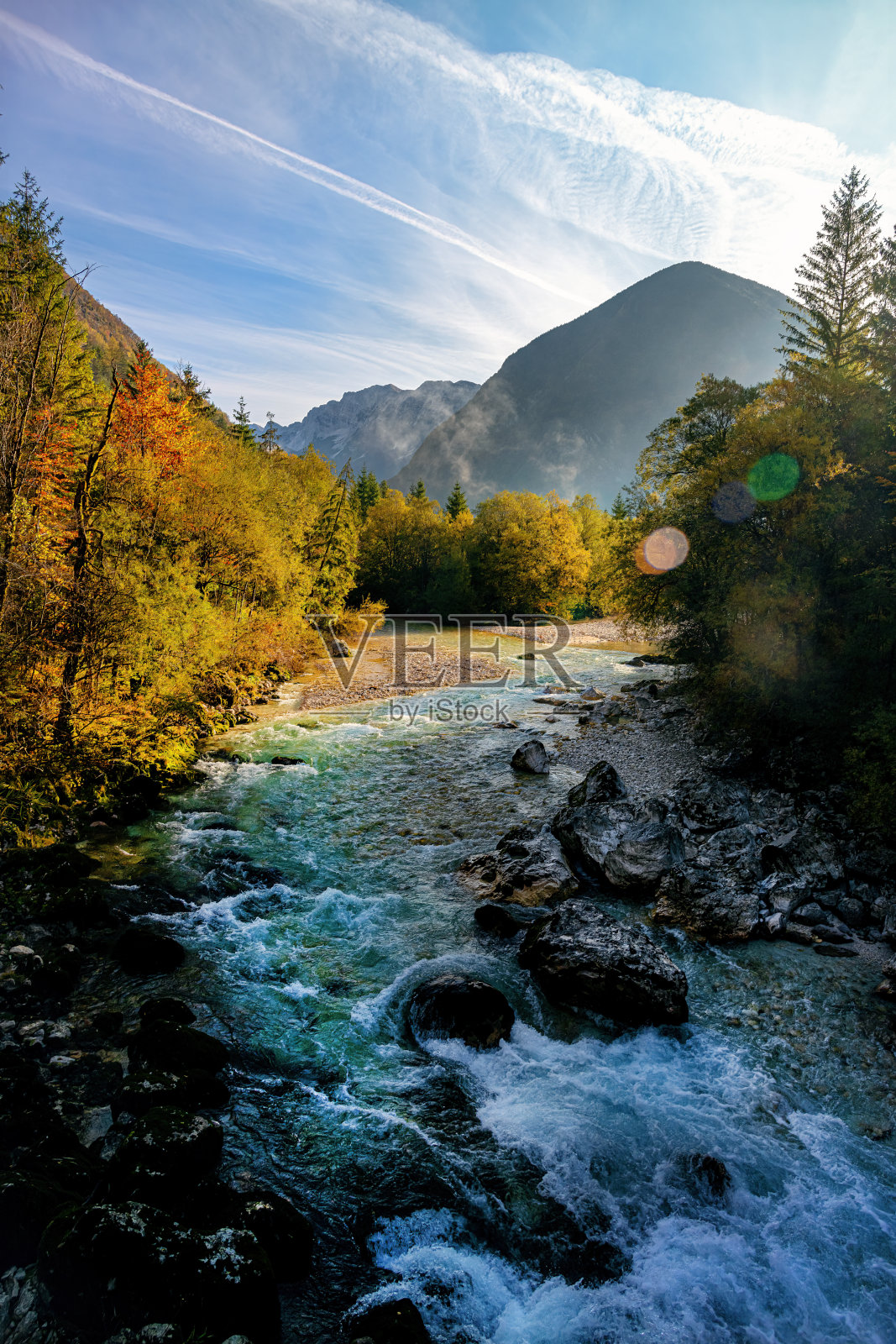 索卡河关闭，特伦塔山谷，Primorska，朱利安阿尔卑斯，斯洛文尼亚，欧洲照片摄影图片