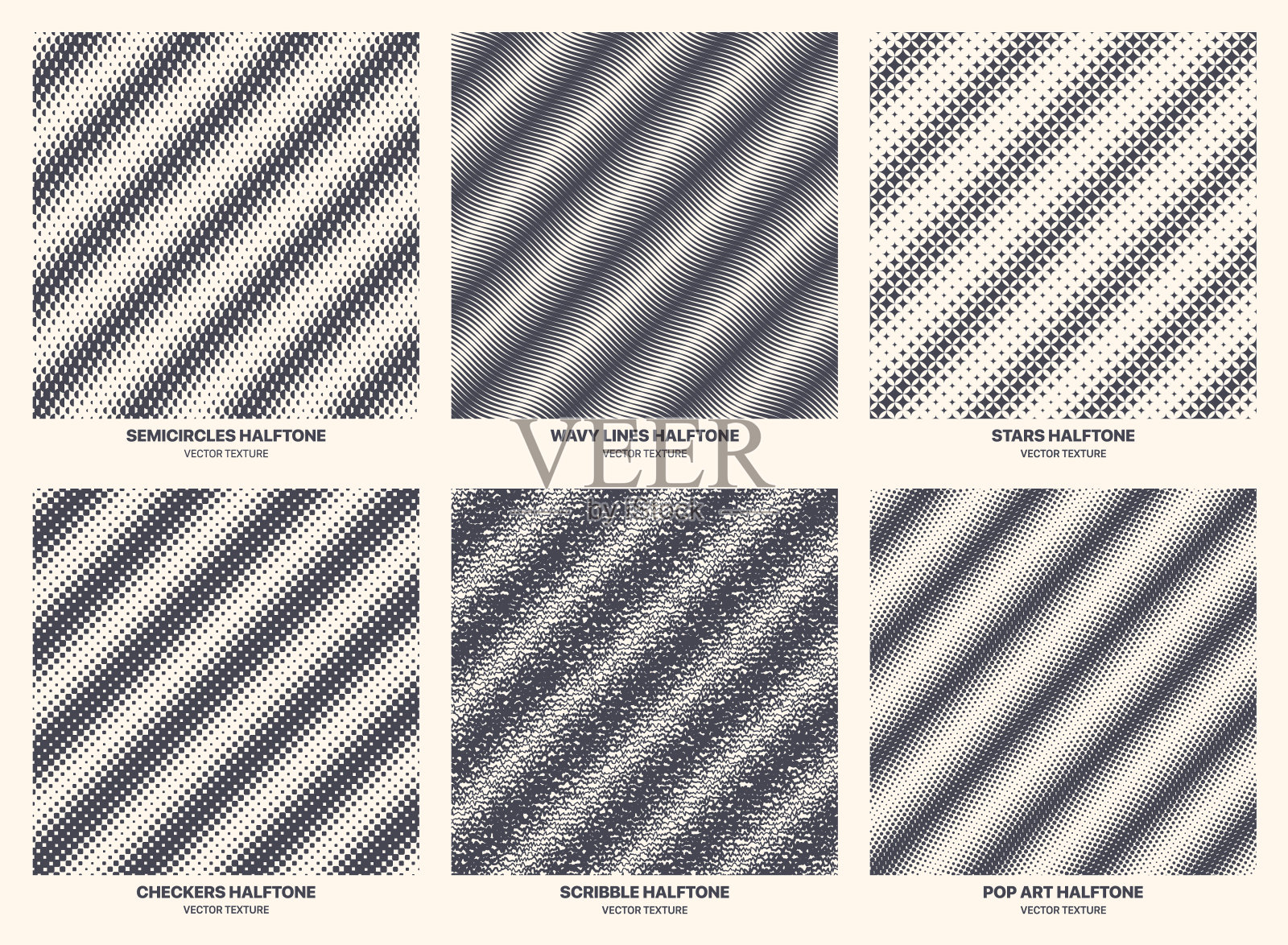 不同的变化半色调纹理设置矢量条纹几何图案插画图片素材