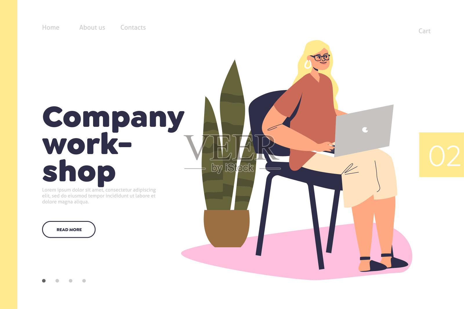 公司车间概念登陆页与工人使用笔记本电脑做笔记在业务培训插画图片素材