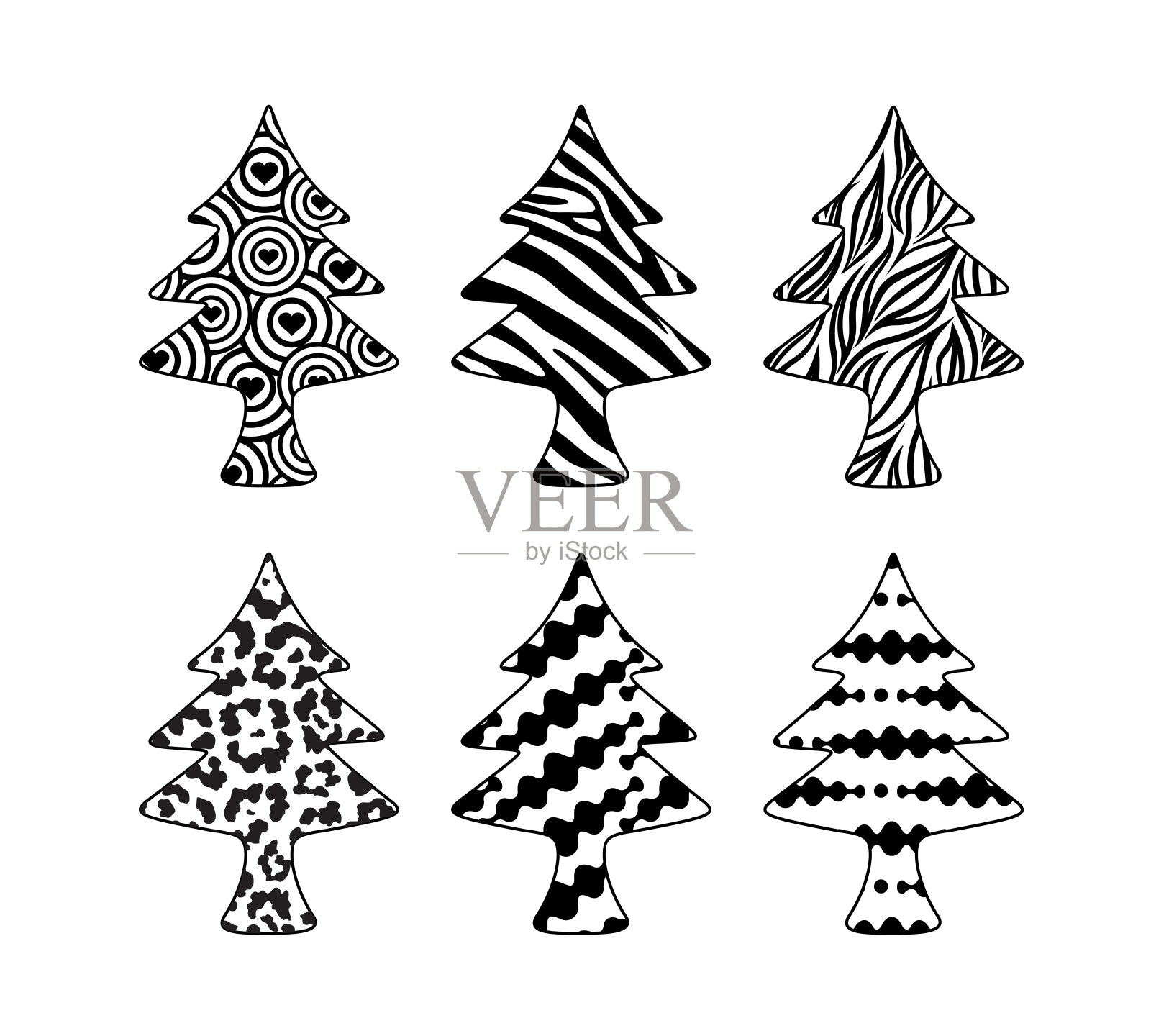 圣诞树创意设计。插画图片素材