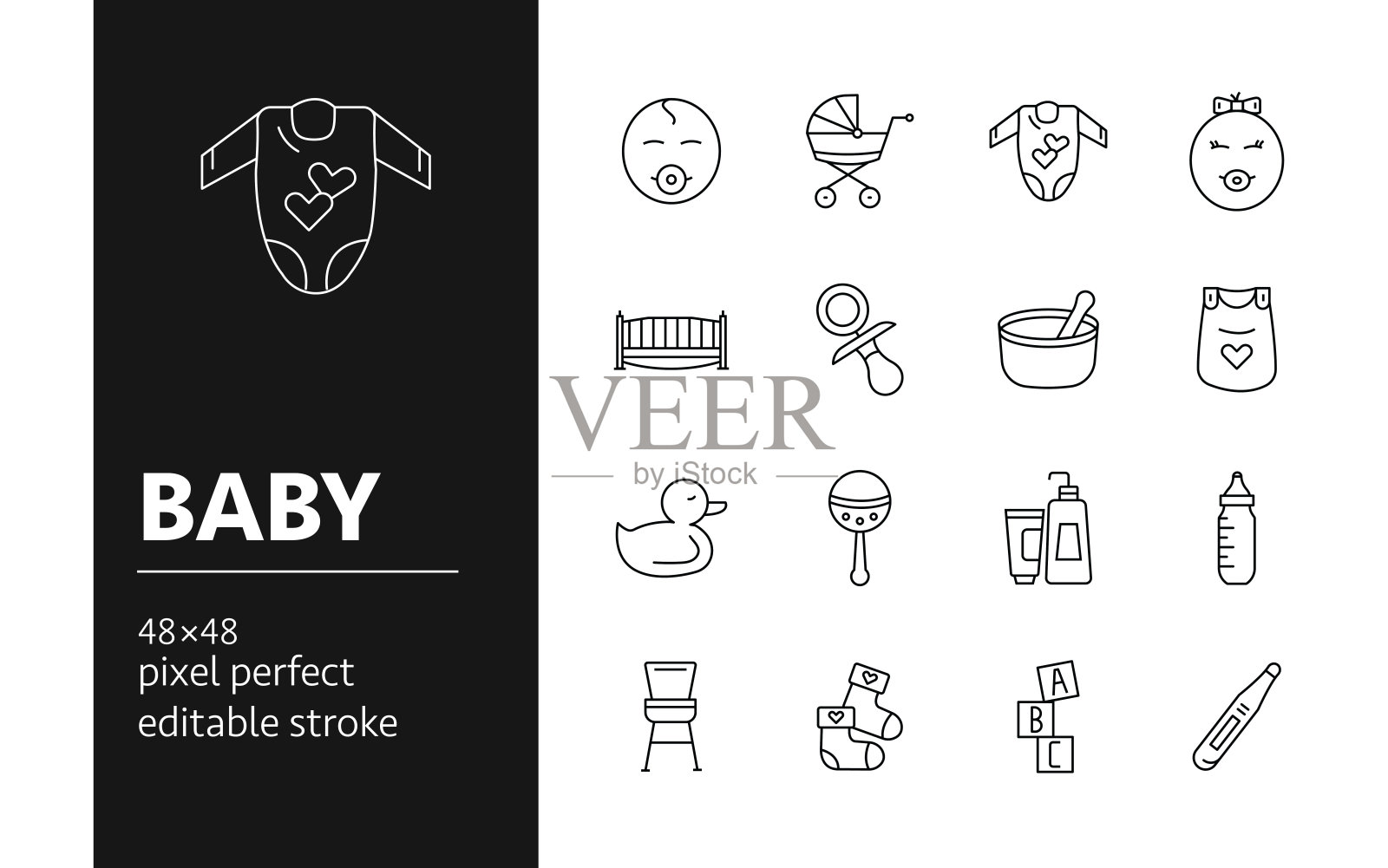 宝贝线图标集。插画图片素材