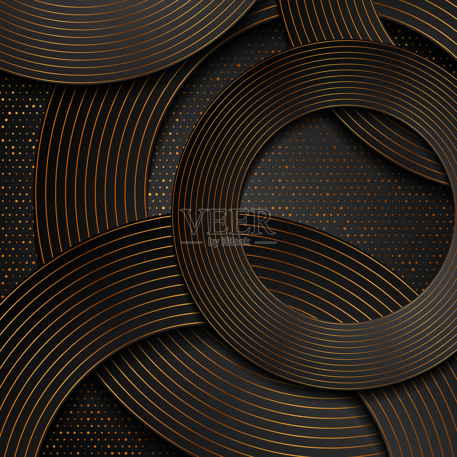黑色和金色的圆圈和点抽象奢华的背景插画图片素材