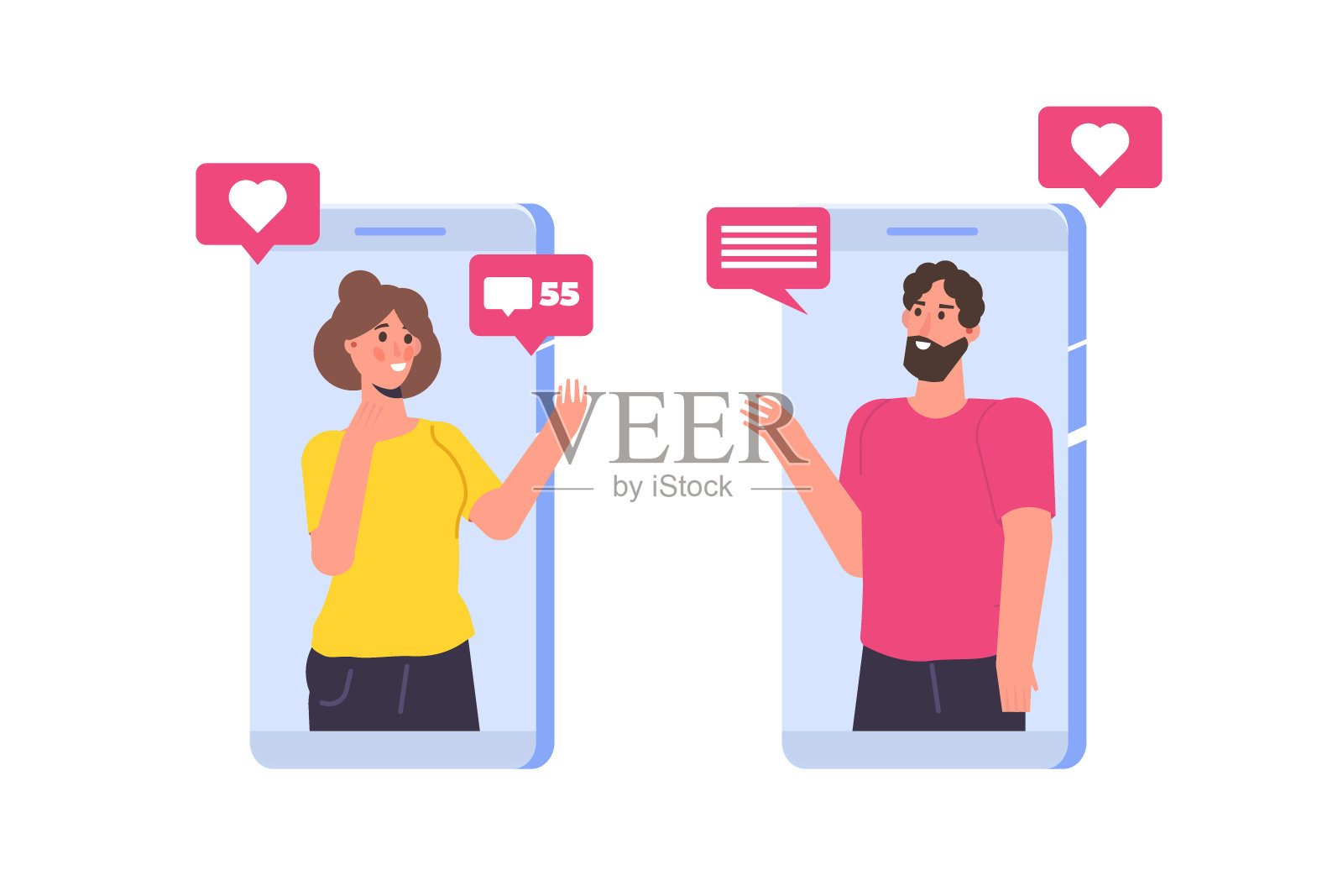 受欢迎的博客的概念。博主字符矢量插图。插画图片素材