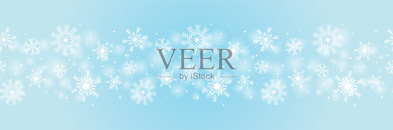 雪花背景边框白色，银色，蓝色。圣诞节，寒假，蓝天上雪花图案插图横幅设计插画图片素材