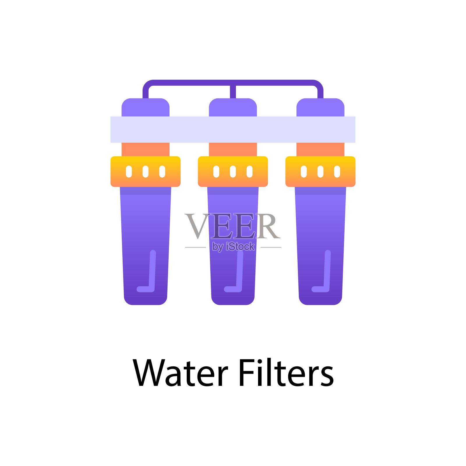 水过滤器矢量渐变图标设计插图。活动符号在白色背景EPS 10文件插画图片素材