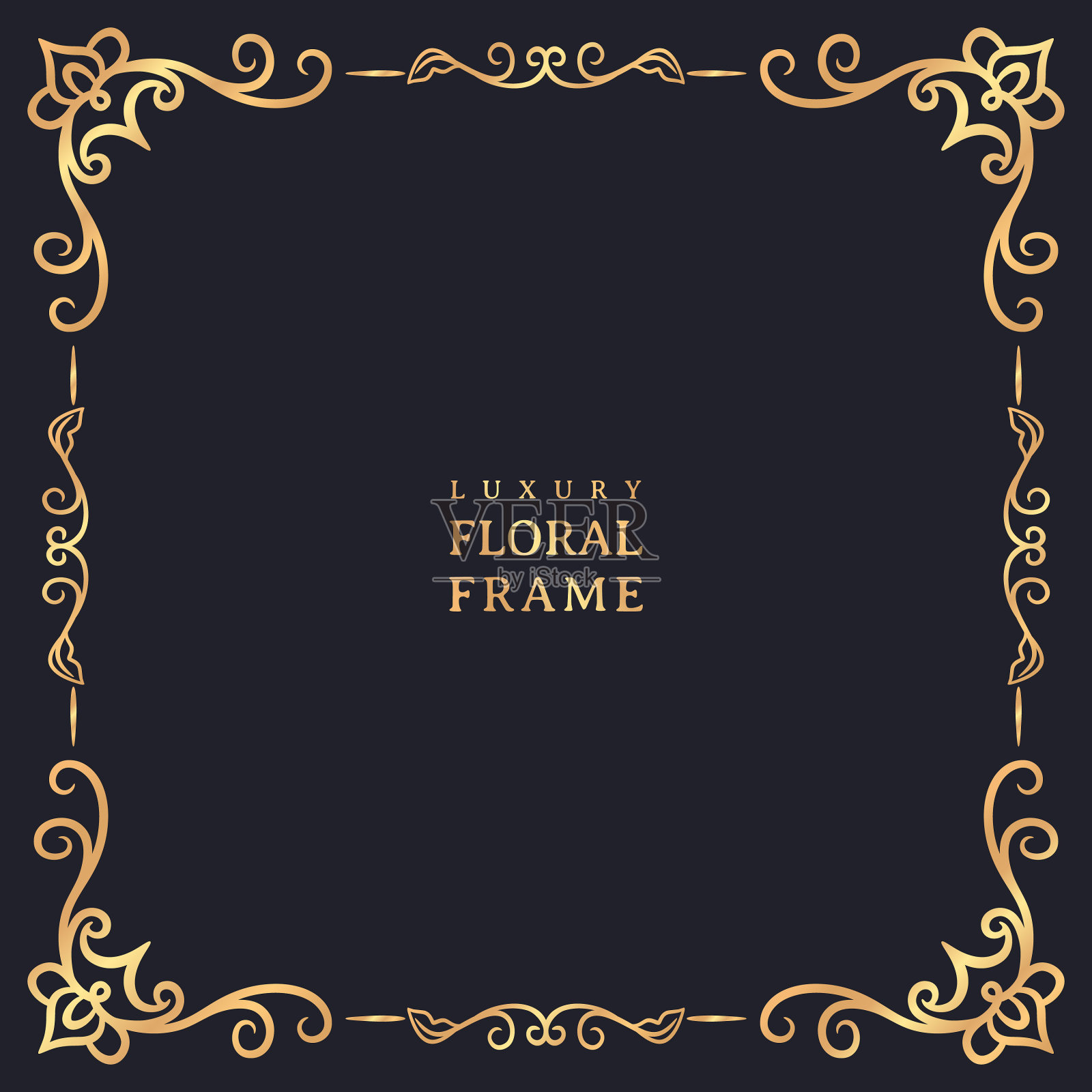 优雅奢华的复古黄金装饰框架设计元素图片