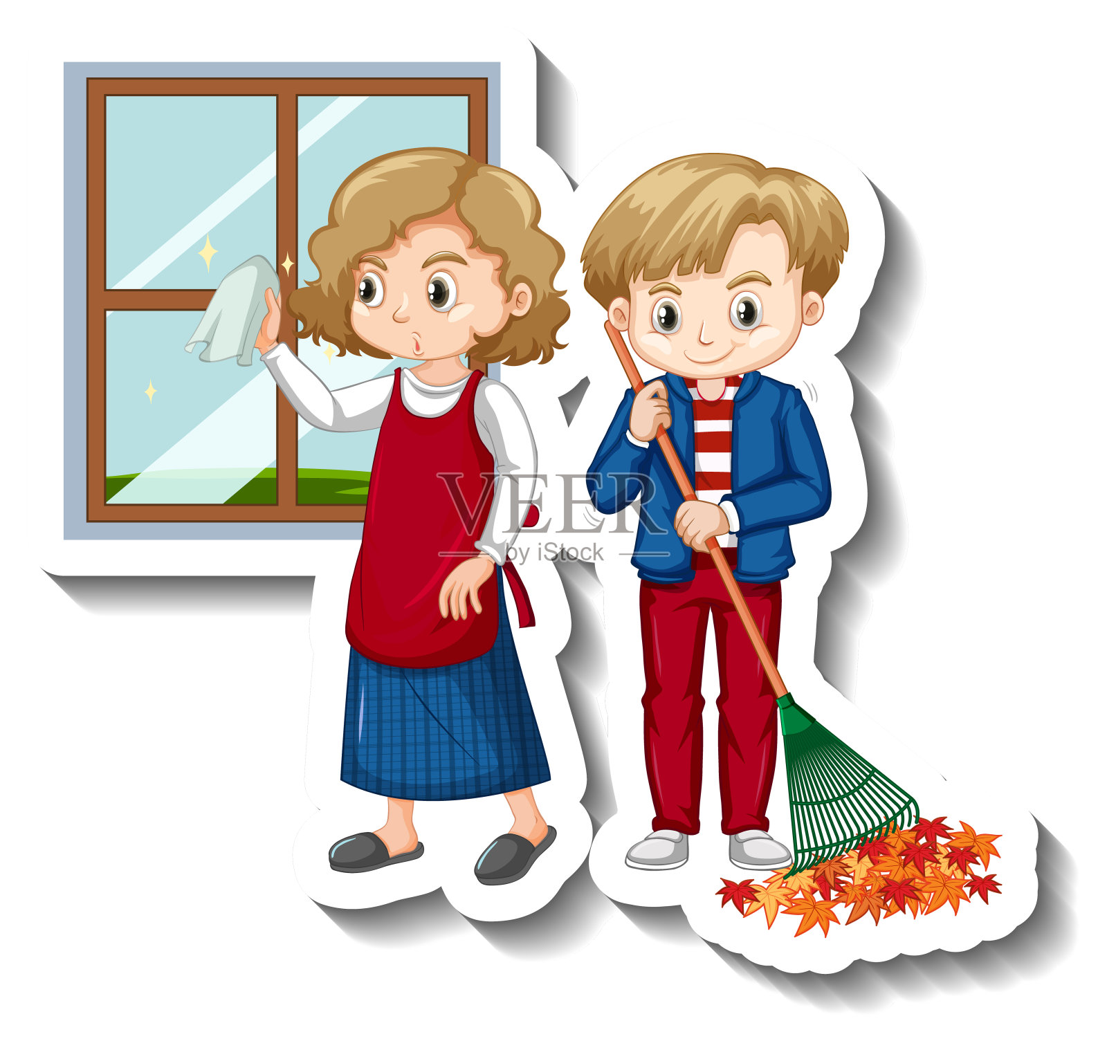 几个孩子在做家务设计元素图片