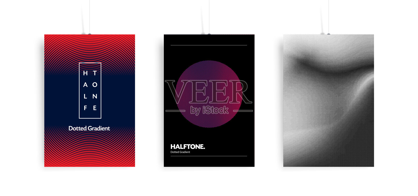 最小的封面设计。色彩鲜艳的半色调渐变。时尚的几何图案插画图片素材