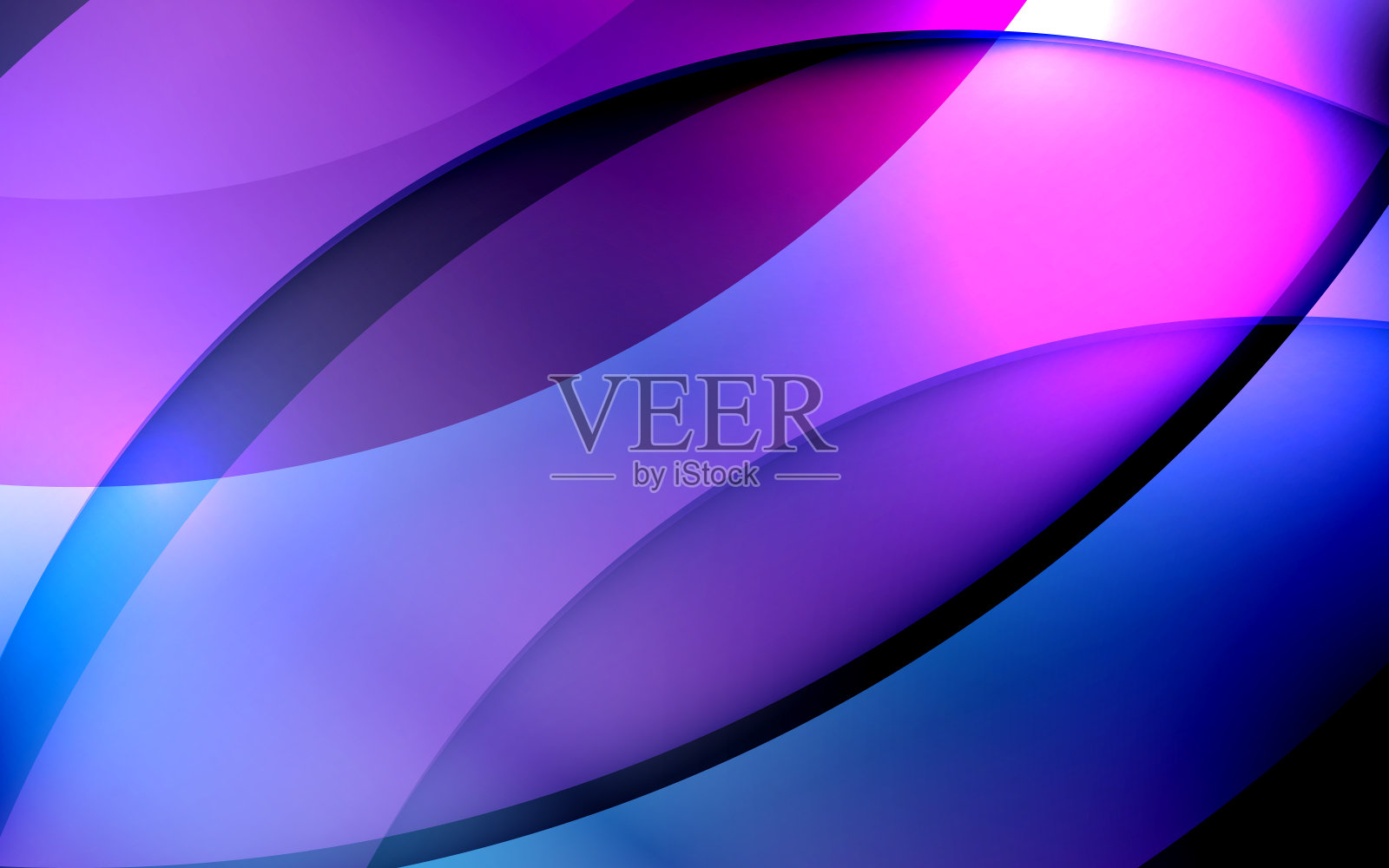 抽象的圆形与发光动态的蓝色和紫色背景。未来科技数字高科技概念。横幅，海报，卡片，标题，网站插画图片素材