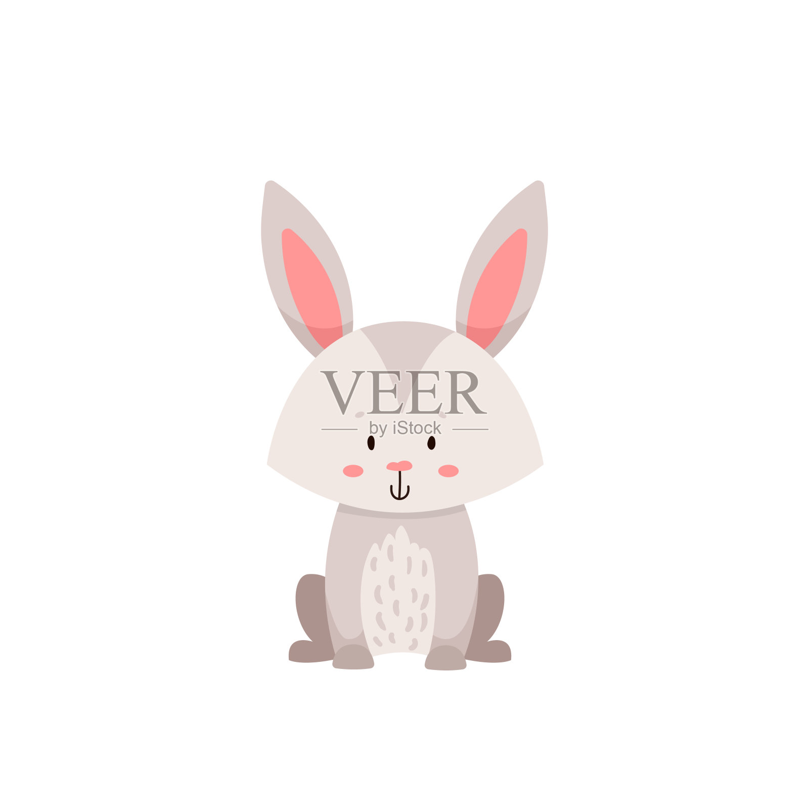 兔子性格坐着微笑。可爱和可爱的野生动物设计的儿童宝宝派对。斯堪的纳维亚风格矢量插图的卡通设计。设计元素图片