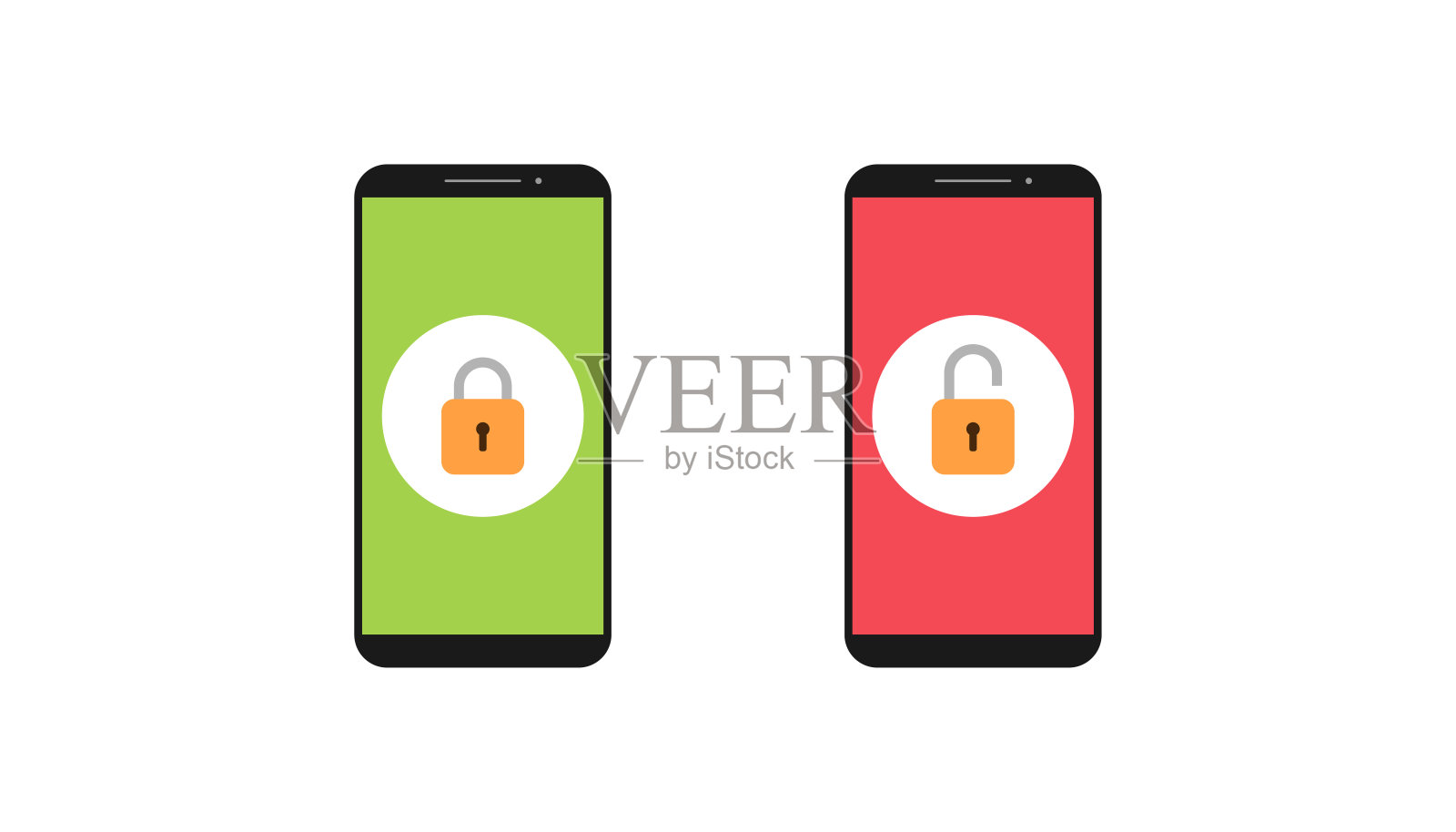 智能手机和挂锁向量插画图片素材