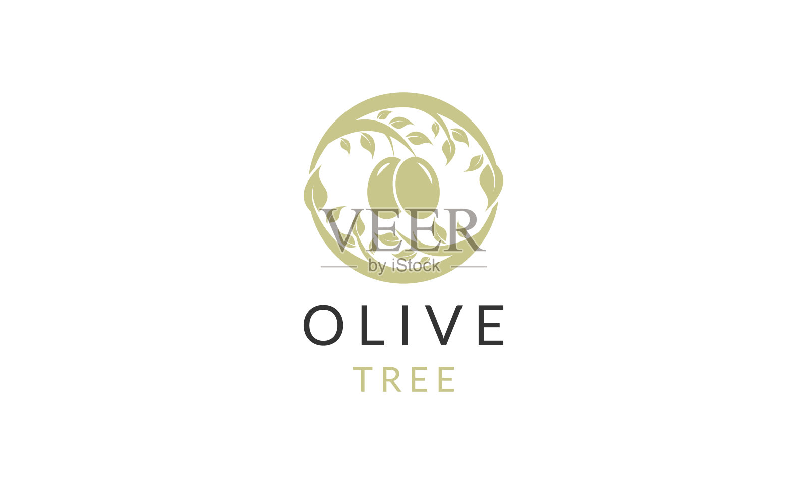 橄榄树标志设计矢量插画图片素材