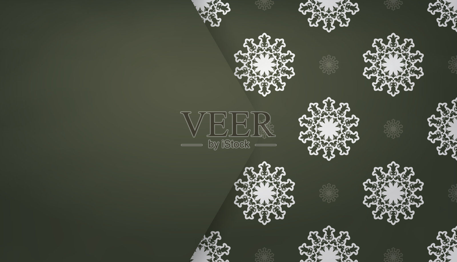 深绿色旗帜与古董白色装饰和空间的标志或文字插画图片素材