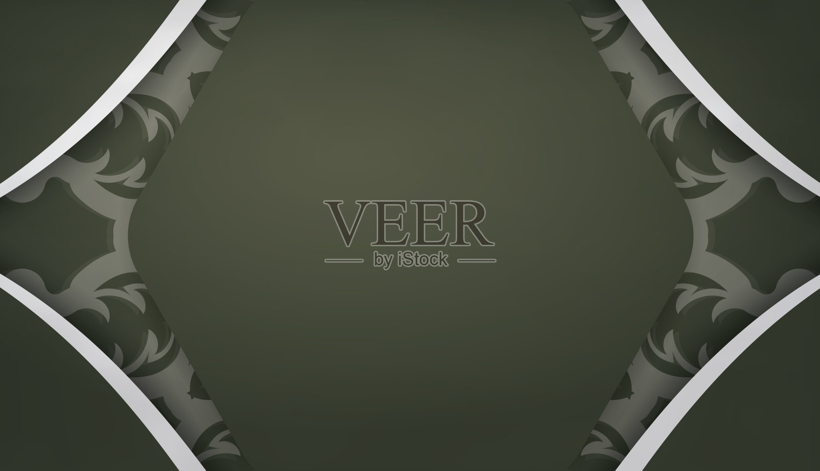 深绿色旗帜与希腊白色装饰和一个地方为您的标志插画图片素材