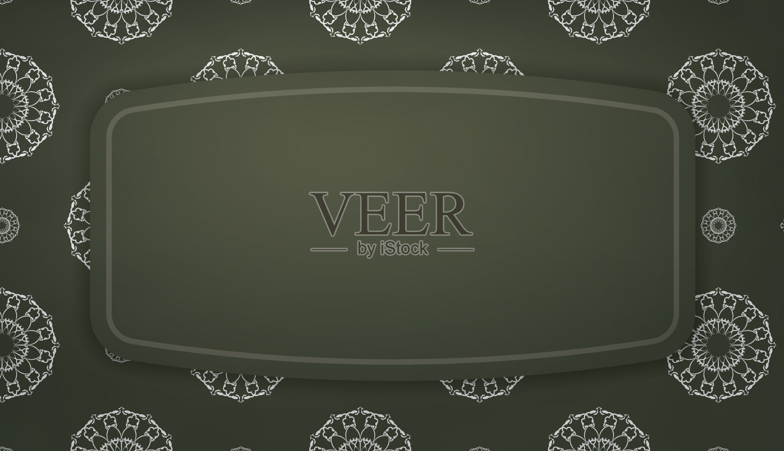 深绿色旗帜与希腊白色装饰和地方为您的文本插画图片素材