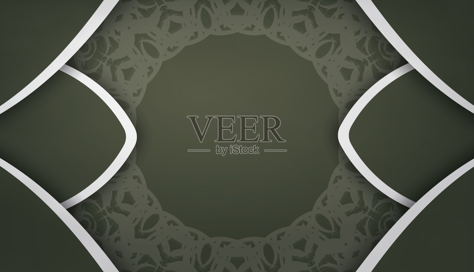 深绿色旗帜与旧的白色图案和标志空间插画图片素材